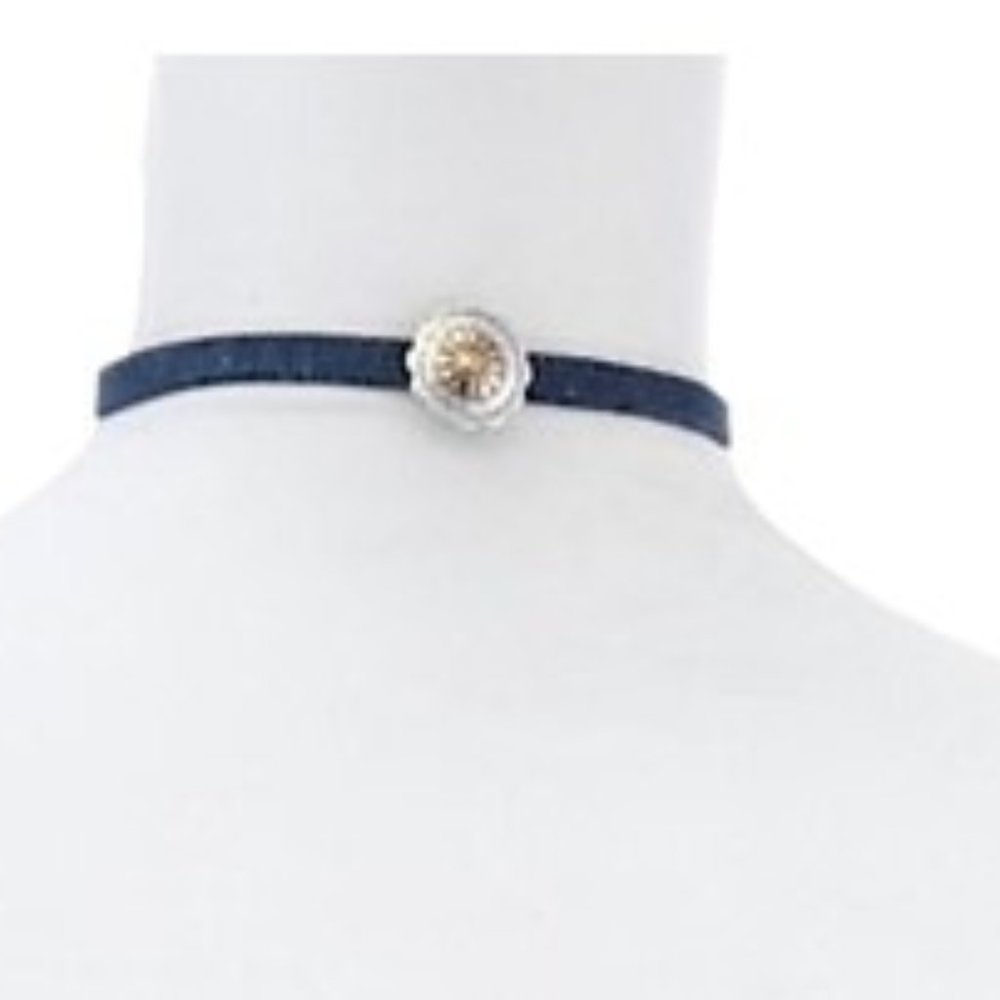 The Sak Two-Tone Concho Charm Necklace , Denim/Silver